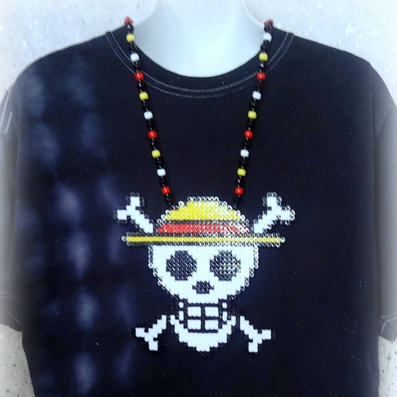 One Piece Pirate Skull Straw Hat Kandi Necklace - Picture 5 of 7